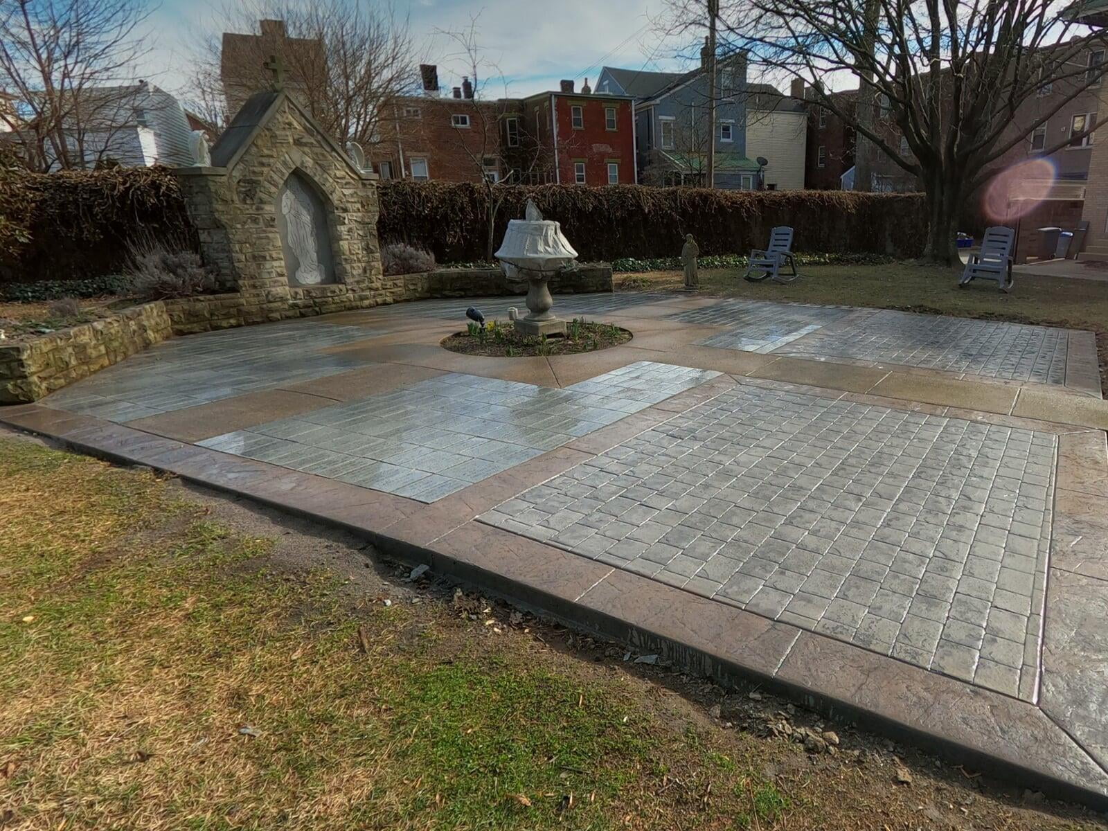 Church Grotto | Cobblestone Stamped Concrete