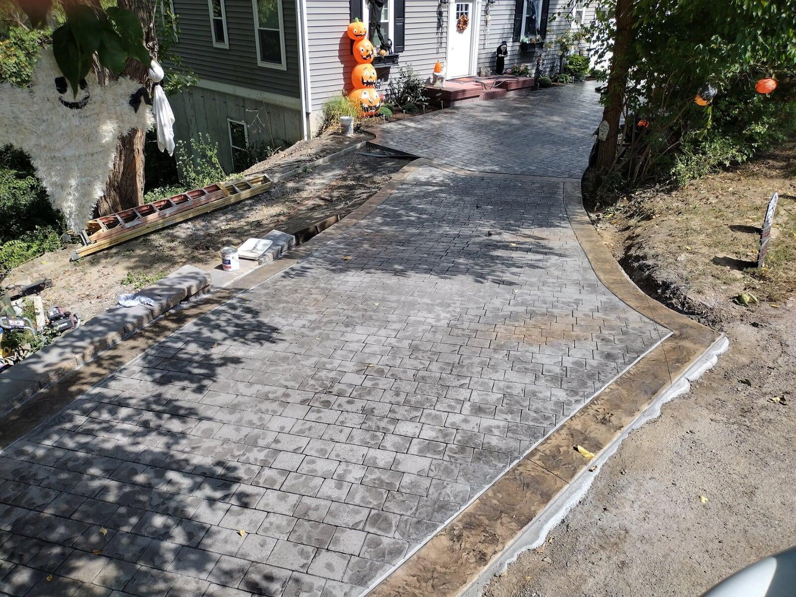 Stamped Concrete Cobblestone Driveway