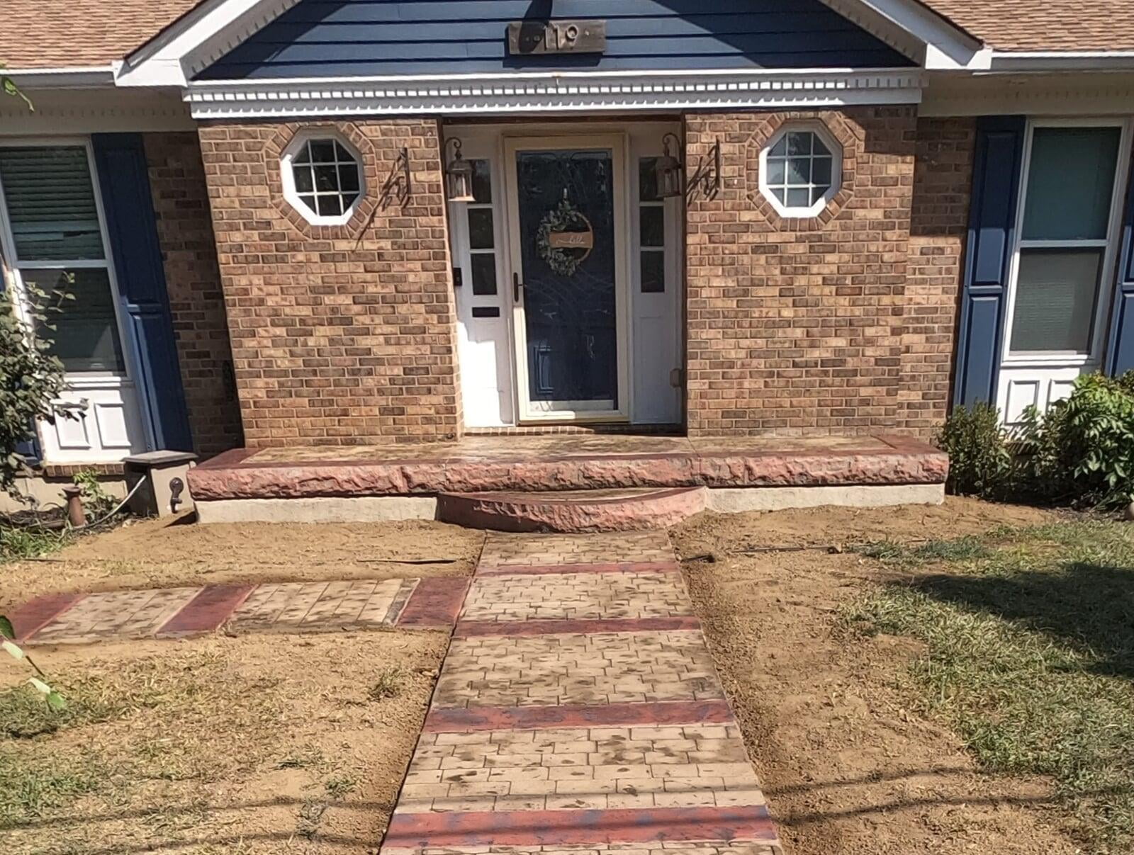 Stamped Tan Cobblestone Sidewalk