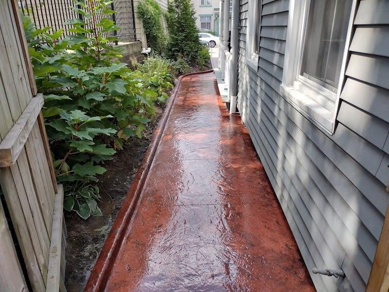 Slate Concrete Stamped Sidewalk with Curb