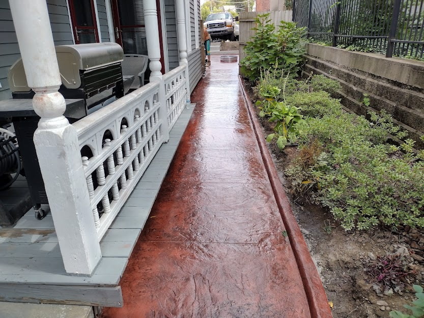 Slate Concrete Stamped Sidewalk