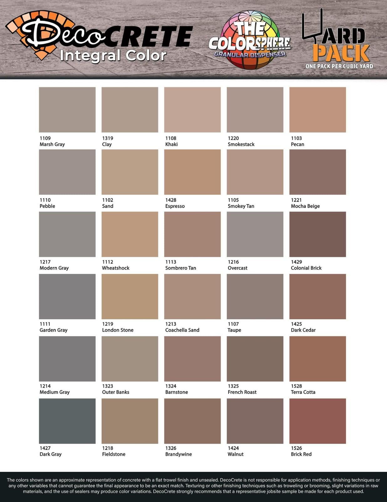 Color Chart - Stamped Concrete Colors