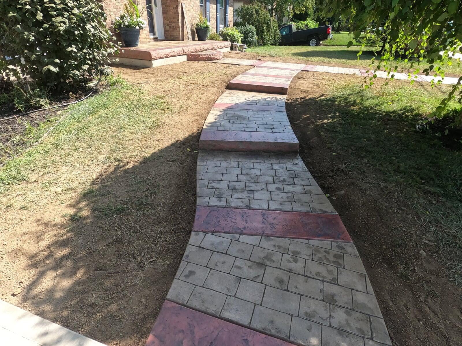 Tan Stamped Cobblestone Sidewalk