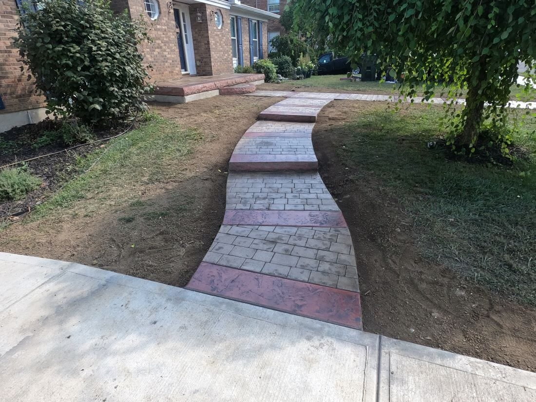 Stamped Concrete Sidewalk & Porch