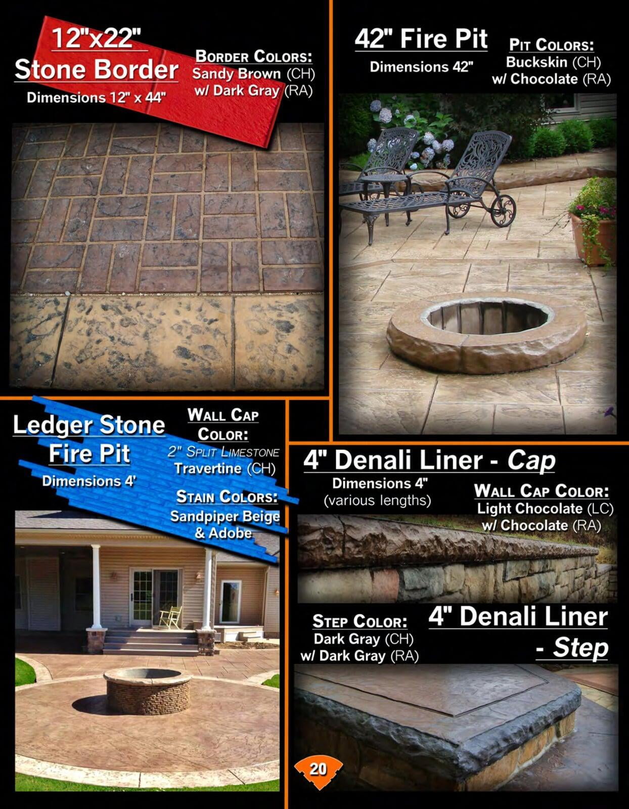 Stamped Concrete | Fire Pit & Wall Cap 