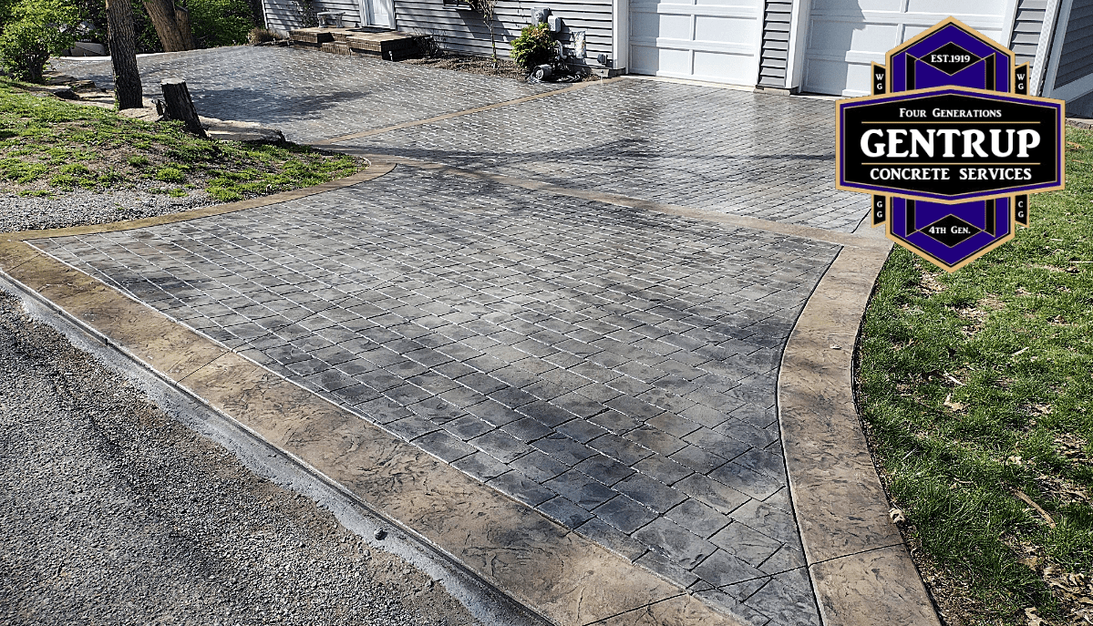 Cobblestone Stamped Concrete Driveway