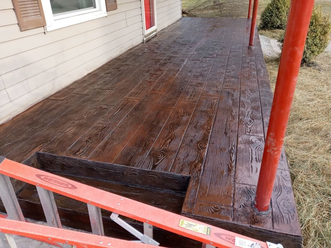 Wood Plank Stamped Concrete Porch